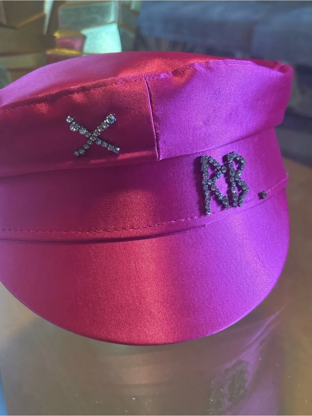 Ruslan Baginskiy Crystal-embellished Satin Baker Boy Cap